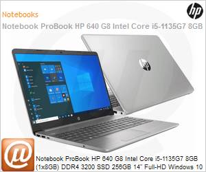 47D80LA - Notebook HP ProBook 640 G8 Intel Core i5-1135G7 11 Gerao (2,4GHz 8MB Cache L3 4 Ncleos) 8GB (1x8GB) DDR4-3200 256GB SSD 14" Full HD Windows 10 Pro 3 Anos Balco