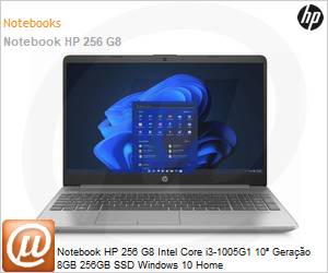 49V43LA - Notebook HP 256 G8 Intel Core i3-1005G1 10 Gerao 8GB 256GB SSD Windows 10 Home