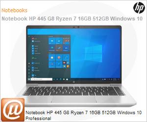 4A8W7LA - Notebook HP 445 G8 Ryzen 7 16GB 512GB Windows 10 Pro