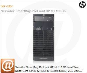 588714-205 - Servidor SmartBuy ProLiant HP ML110 G6 Intel Xeon Quad-Core X3430 (2.40GHz/1333MHz/8MB) 2GB 250GB SAS/SATA Windows Server 2008 Foundation 64
