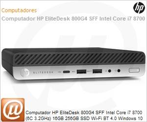 5FT54LA-AC4 - Desktop-PC HP EliteDesk 800G4 SFF Intel Core i7 8700 (6C 3.2GHz) 16GB 256GB SSD Wi-Fi BT 4.0 Windows 10 Professional