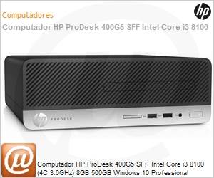5JF20LA-AC4 - Desktop-PC HP ProDesk 400G5 SFF Intel Core i3 8100 (4C 3.6GHz) 8GB 500GB Windows 10 Professional