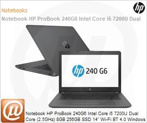 5PY21LA-AC4 - Notebook HP ProBook 240G6 Intel Core i5 7200U Dual Core (2.5GHz) 8GB 256GB SSD 14" Wi-Fi BT 4.0 Windows 10 Professional