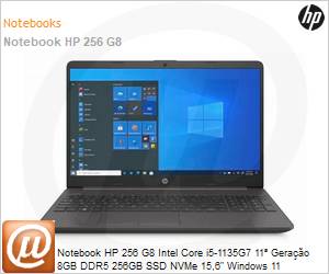 640Z6LA - Notebook HP 256 G8 Intel Core i5-1135G7 11 Gerao (2,4GHz 8MB 4 Ncleos) 8GB DDR5 256GB SSD NVMe 15,6" Windows 11 Pro Wi-Fi 11ac Bluetooth 4.2