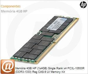 647871-B21 - Memria 4GB HP (1x4GB) Single Rank x4 PC3L-10600R (DDR3-1333) Reg CAS-9 LV Memory Kit