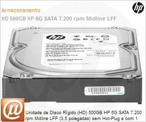659341-B21 - Unidade de Disco Rgido (HD) 500GB HP 6G SATA 7.200 rpm Midline LFF (3,5 polegadas) sem Hot-Plug e com 1 ano de garantia