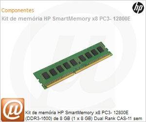 669324-B21 - Kit de memria HP SmartMemory x8 PC3- 12800E (DDR3-1600) de 8 GB (1 x 8 GB) Dual Rank CAS-11 sem buffer