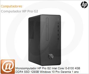6JR31LA - Desktop-PC HP Pro G2 Intel Core I3-8100 4GB DDR4 SSD 128GB Windows 10 Pro Garantia 1 ano On-site.