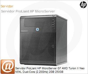 704941-201 - Servidor ProLiant HP MicroServer G7 AMD Turion II Neo N54L Dual-Core (2.20GHz) 2GB 250GB