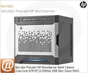 712317-291 - Servidor ProLiant HP MicroServer Gen8 Celeron Dual-Core G1610T (2.30GHz) 2GB Sem Disco RAID B120i/ZM