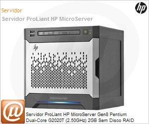 712318-201 - Servidor ProLiant HP MicroServer Gen8 Pentium Dual-Core G2020T (2.50GHz) 2GB Sem Disco RAID B120i/ZM