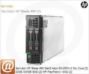 727021-B21 - Servidor HP Blade 460 Gen9 Xeon E5-2620v3 Six Core [2] 32GB 300GB SAS [2] HP FlexFabric 10Gb [2]