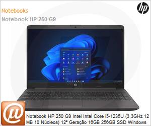 86Y43LA - Notebook HP 250 G9 Intel Intel Core i5-1235U (3,3GHz 12 MB 10 Ncleos) 12 Gerao 16GB 256GB SSD Windows 11 Pro