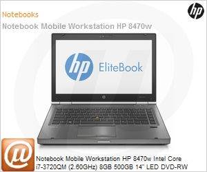 A5R60AV - Notebook Mobile Workstation HP 8470w Intel Core i7-3720QM (2.60GHz) 8GB 500GB 14" LED DVD-RW Windows 7 Professional