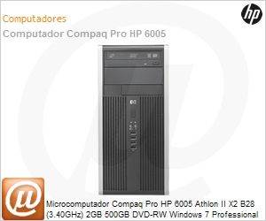 A7H88LT - Desktop-PC Compaq Pro HP 6005 Athlon II X2 B28 (3.40GHz) 2GB 500GB DVD-RW Windows 7 Professional