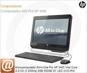 A7L01LT - Desktop-PC All-in-One Pro HP 3420 Intel Core i3-2120 (3.30GHz) 2GB 500GB 20" LED DVD-RW Windows 7 Professional Wi-Fi N