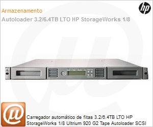 AH165A - Carregador automtico de fitas 3.2/6.4TB LTO HP StorageWorks 1/8 Ultrium 920 G2 Tape Autoloader SCSI (LTO-3)
