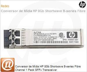 AJ716B - Conversor de Mdia HP 8Gb Shortwave B-series Fibre Channel 1 Pack SFP+ Transceiver