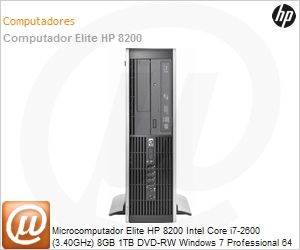 B2B26LT - Desktop-PC Elite HP 8200 Intel Core i7-2600 (3.40GHz) 8GB 1TB DVD-RW Windows 7 Professional 64 SFF