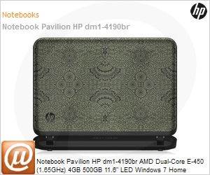 B2B70LA - Notebook Pavilion HP dm1-4190br AMD Dual-Core E-450 (1.65GHz) 4GB 500GB 11.6" LED Windows 7 Home Premium 64 Wi-Fi N Bluetooth HDMI WebCam Radeon HD 6320 por Alexandre Herchcovitch