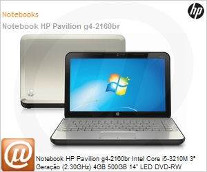 B5P79LA - Notebook HP Pavilion g4-2160br Intel Core i5-3210M 3 Gerao (2.30GHz) 4GB 500GB 14" LED DVD-RW Windows 7 Home Premium 64 HDMI Wi-Fi N Bluetooth WebCam USB 3.0