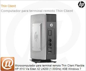 B8L64AA - Desktop-PC para terminal remoto Thin Client Flexible HP t510 Via Eden X2 U4200 (1.00GHz) 4GB Windows 7 Embedded Standard Wi-Fi N USB Serial Paralela VGA/DVI