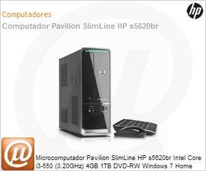 BT576AA - Desktop-PC Pavilion SlimLine HP s5620br Intel Core i3-550 (3.20GHz) 4GB 1TB DVD-RW Windows 7 Home Basic