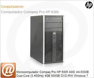 C1E37LT - Desktop-PC Compaq Pro HP 6305 AMD A4-5300B Dual-Core (3.40GHz) 4GB 500GB DVD-RW Windows 7 Professional 64 Radeon HD 7540D VGA/DisplayPort Serial USB 3.0