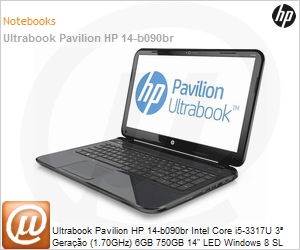 C1E81LA - Ultrabook Pavilion HP 14-b090br Intel Core i5-3317U 3 Gerao (1.70GHz) 6GB 750GB 14" LED Windows 8 SL Wi-Fi N Bluetooth HDMI USB 3.0