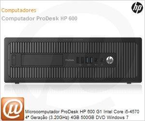 E3T99LT - Desktop-PC ProDesk HP 600 G1 Intel Core i5-4570 4 Gerao (3.20GHz) 4GB 500GB DVD Windows 7 Professional 64 USB [x6] USB 3.0 [x4] Serial [x1] VGA DisplayPort [x2] SFF