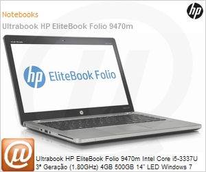 E3U53LA - Ultrabook HP EliteBook Folio 9470m Intel Core i5-3337U 3 Gerao (1.80GHz) 4GB 500GB 14" LED Windows 7 Professional Wi-Fi 11n USB 3.0 DisplayPort