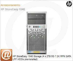 E7W77A - HP StoreEasy 1540 Storage (4 x 2TB 6G 7.2K RPM SATA LFF HDDs pre-installed)