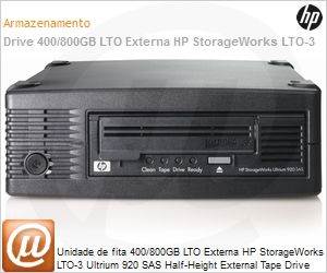 EH848A - Unidade de fita 400/800GB LTO Externa HP StorageWorks LTO-3 Ultrium 920 SAS Half-Height External Tape Drive