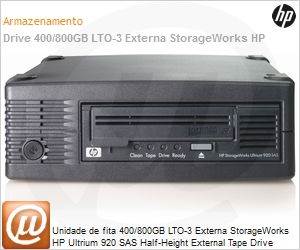 EH848B - Unidade de fita 400/800GB LTO-3 Externa StorageWorks HP Ultrium 920 SAS Half-Height External Tape Drive (Substitui EH848A)