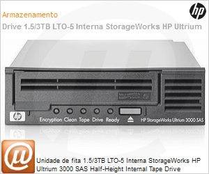 EH957A - Unidade de fita 1.5/3TB LTO-5 Interna StorageWorks HP Ultrium 3000 SAS Half-Height Internal Tape Drive
