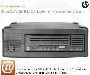 EH970A - Unidade de fita 2.5/6.25TB LTO-6 Externa HP StoreEver Ultrium 6250 SAS Tape Drive Half-Height