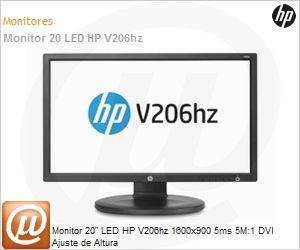F0U57AA - Monitor 20" LED HP V206hz 1600x900 5ms 5M:1 DVI Ajuste de Altura