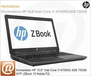 F2Q70LT - Workstation HP 15,6" Intel Core i7-4700MQ 8GB 750GB W7P (ZBook 15 Mobile F2)