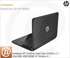 F4J33LA - Notebook HP 14-r051br Intel Core i3-4005U (1.7 GHz/3MB) 4GB 500GB 14" Window 8.1