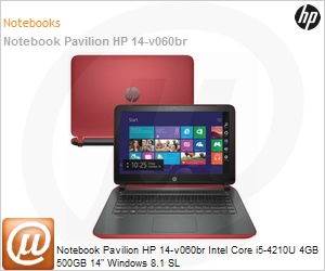 F4J43LA - Notebook Pavilion HP 14-v060br Intel Core i5-4210U 4GB 500GB 14" Windows 8.1 SL