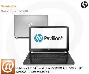 F7W19LT - Notebook HP 240 Intel Core i3-3110M 4GB 500GB 14" Windows 7 Professional 64
