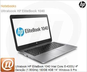 G4U70LT - Ultrabook HP EliteBook 1040 Intel Core i5-4300U 4 Gerao (1.90GHz) 180GB 4GB 14" Windows 8 Pro