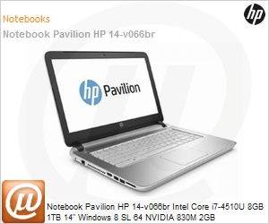J2M43LA - Notebook Pavilion HP 14-v066br Intel Core i7-4510U 8GB 1TB 14" Windows 8 SL 64 NVIDIA 830M 2GB