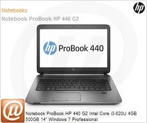J6X12AV - Notebook ProBook HP 440 G2 Intel Core i3-520U 4GB 500GB 14" Windows 7 Professional