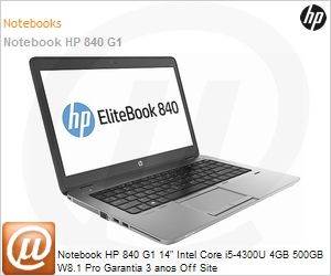 K4L59LT - Notebook HP 840 G1 14" Intel Core i5-4300U 4GB 500GB W8.1 Pro Garantia 3 anos Off Site