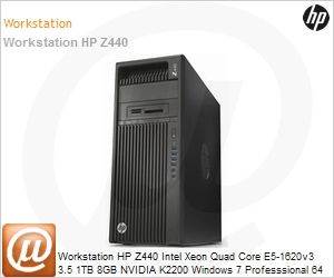 K7P16LA - Workstation HP Z440 Intel Xeon Quad Core E5-1620v3 3.5 1TB 8GB NVIDIA K2200 Windows 7 Professsional 64 bits