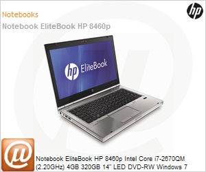 LE341AV - Notebook EliteBook HP 8460p Intel Core i7-2670QM (2.20GHz) 4GB 320GB 14" LED DVD-RW Windows 7 Professional 64 Wi-Fi N Bluetooth FingerPrint