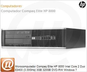 LE586LA - Desktop-PC Compaq Elite HP 8000 Intel Core 2 Duo E8400 (3.00GHz) 3GB 320GB DVD-RW Windows 7 Professional SFF (Substitui XL390LT#AC4)