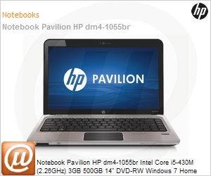 LE597LA - Notebook Pavilion HP dm4-1055br Intel Core i5-430M (2.26GHz) 3GB 500GB 14" DVD-RW Windows 7 Home Premium Wi-Fi N Bluetooth HDMI