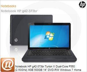 LE659LA - Notebook HP g42-373br Turion II Dual-Core P560 (2.50GHz) 4GB 500GB 14" DVD-RW Windows 7 Home Basic 64 Wi-Fi N Bluetooth WebCam HDMI Radeon HD 6370 512MB